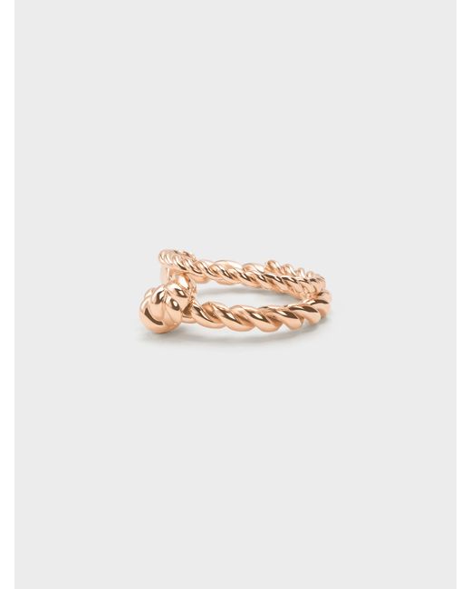 Charles & Keith White Sable Rope-Knot Two-Ring Set