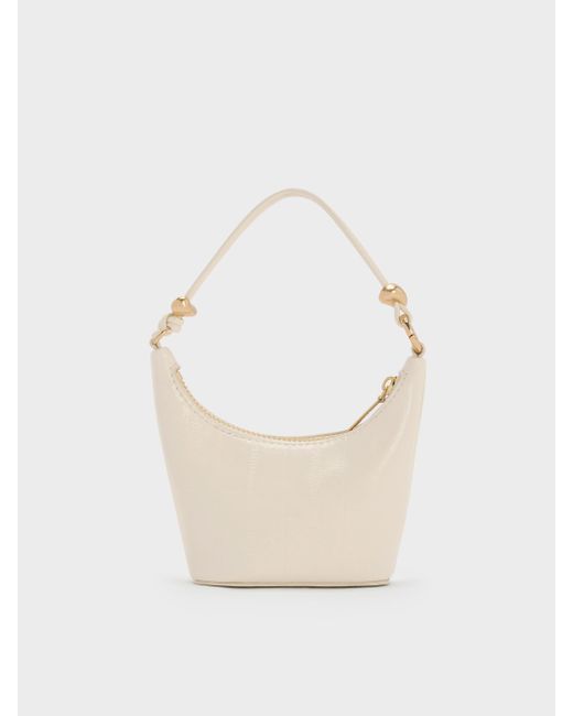 Charles & Keith White Micro Augustine Eel-Effect Chain-Handle Bag