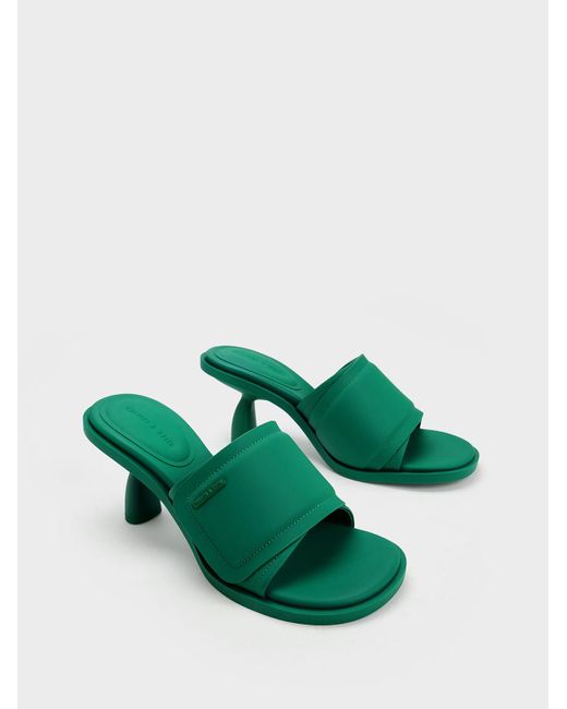 Charles & Keith Green Puffy Sculptural Heel Mules