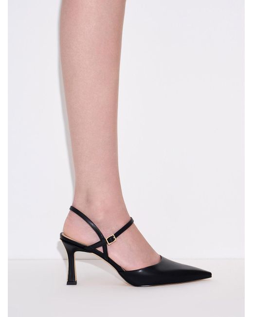 Charles & Keith White Pointed-toe Flared Heel Pumps