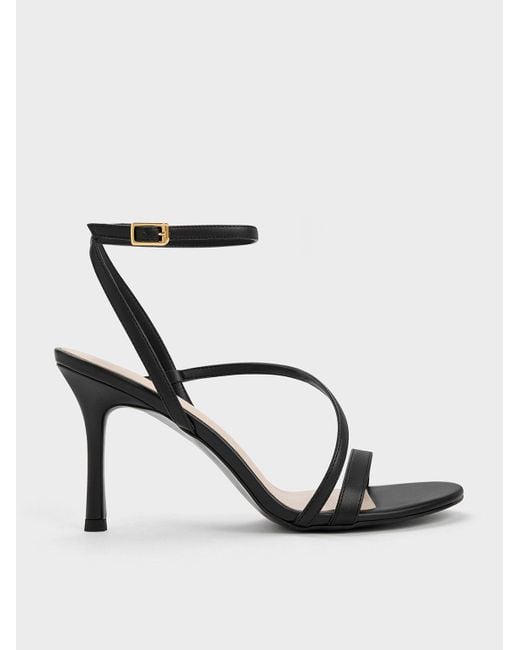 Charles & Keith Asymmetric Strappy Heeled Sandals in White | Lyst