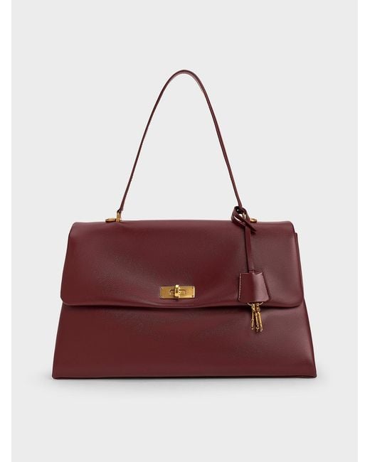 Charles & Keith Red Kerry Top Handle Satchel Bag