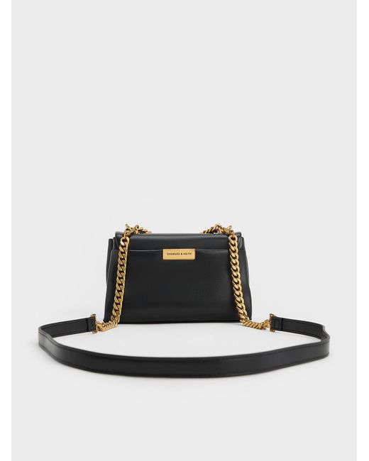 Charles & Keith Black Mini Kerry Chain-Handle Crossbody Bag