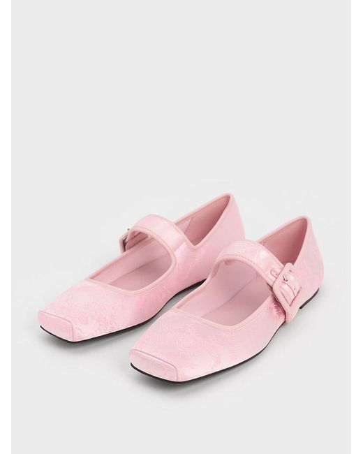 Charles & Keith Pink Clementine Recycled Polyester Mary Jane Flats