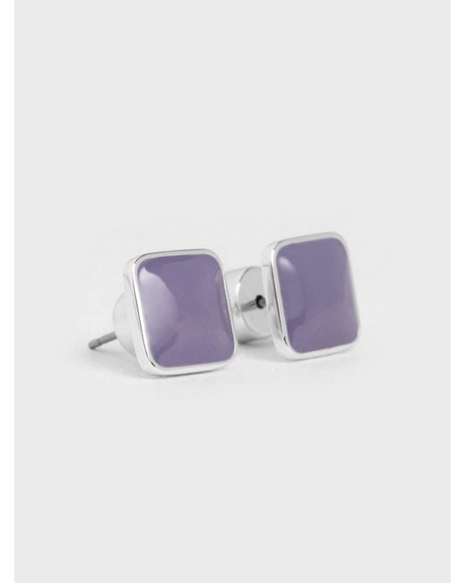 Charles & Keith Purple Ellowyn Square Stud Earrings