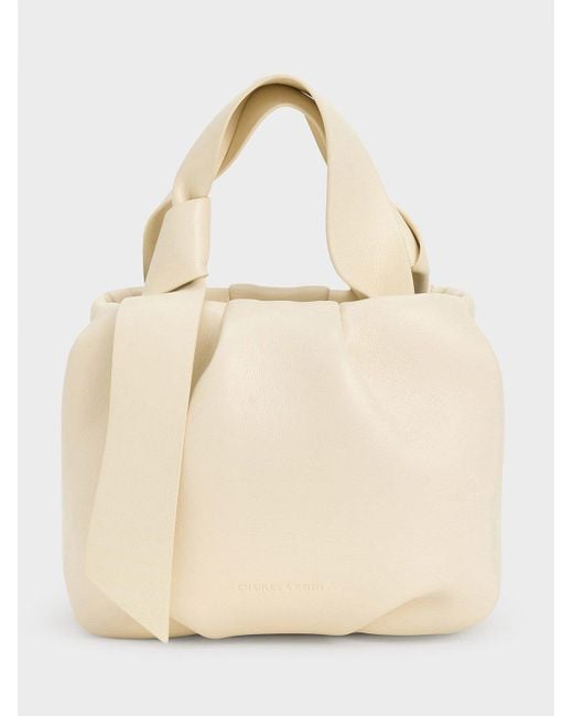 Charles & Keith Natural Toni Knotted Ruched Bag