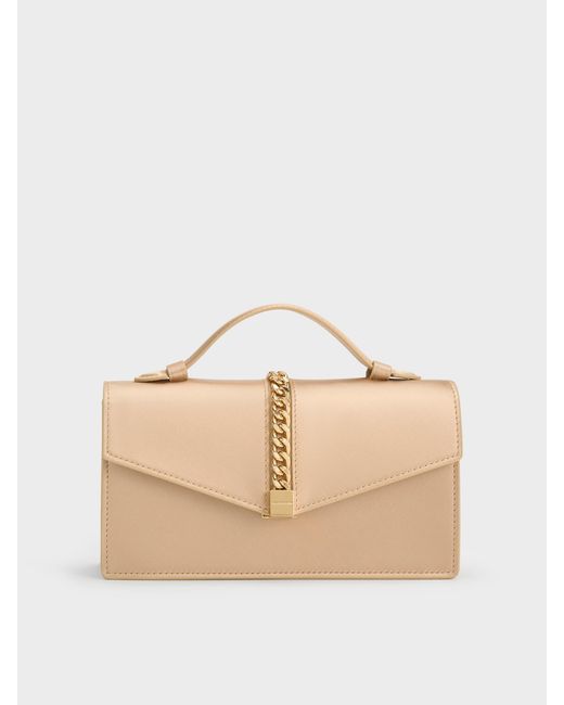 Charles & Keith Natural Taisia Chain Envelope Bag