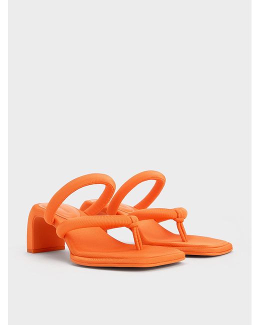 Charles & Keith Orange Toni Puffy-strap Thong Sandals