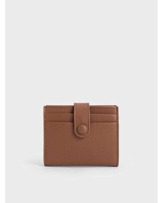 Charles & Keith Brown Bliss Snap Button Card Holder