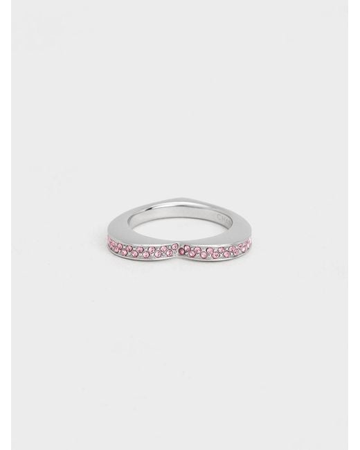 Charles & Keith White Malorie Crystal Heart Ring