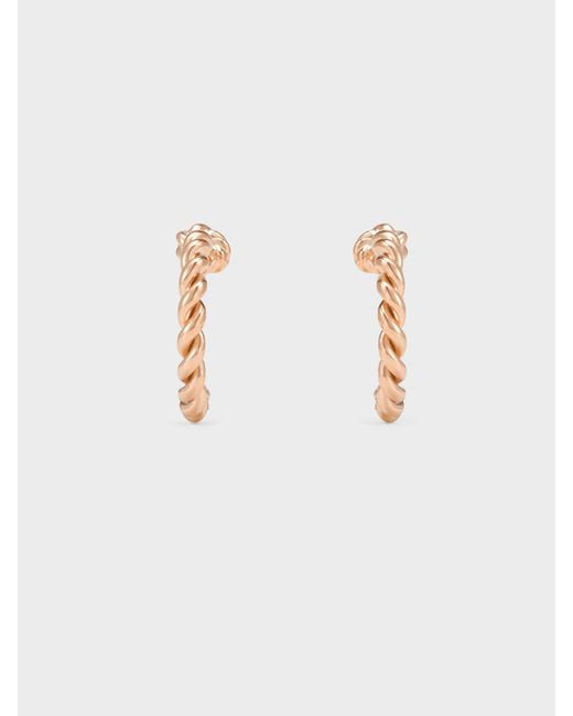 Charles & Keith White Sable Rope-Knot Hoop Earrings