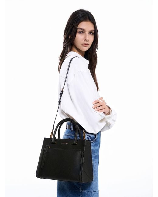 Charles & Keith Black Anwen Structured Tote Bag