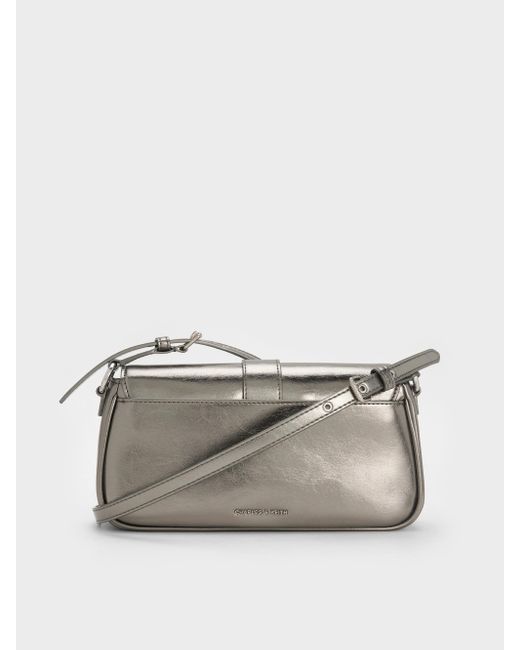 Charles & Keith White Blaise Belted Shoulder Bag