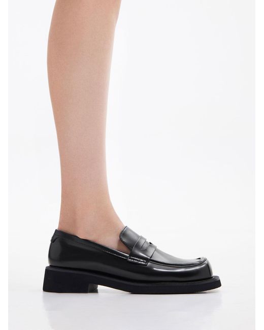Charles & Keith Black Monique Square-toe Loafers