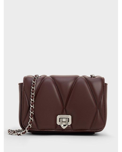 Charles & Keith Brown Arwen Quilted Shoulder Bag