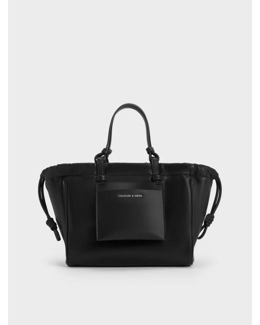 Charles & Keith Black Babylon Drawstring Tote Bag