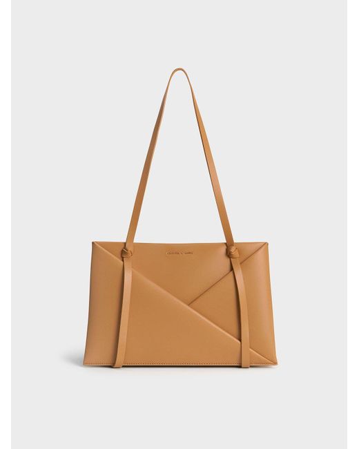 Charles & Keith Natural Midori Geometric Tote Bag