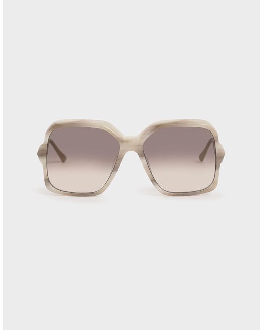 Charles & Keith Natural Oversized Square Sunglasses