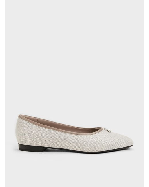 Charles & Keith White Griselda Two-Tone Ballet Flats