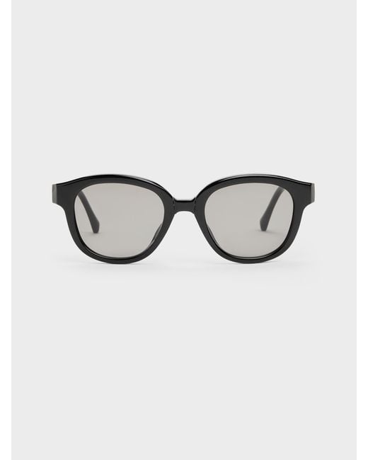 Charles & Keith Black Brea Round Sunglasses