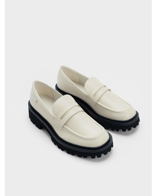 Charles Keith Covered Ridge sole Loafers in White Lyst UK