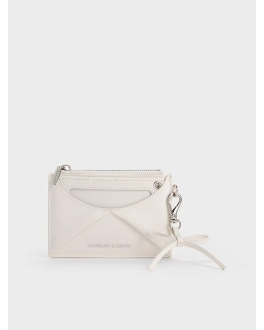 Charles & Keith Natural Hazel Bow Panelled Card Holder