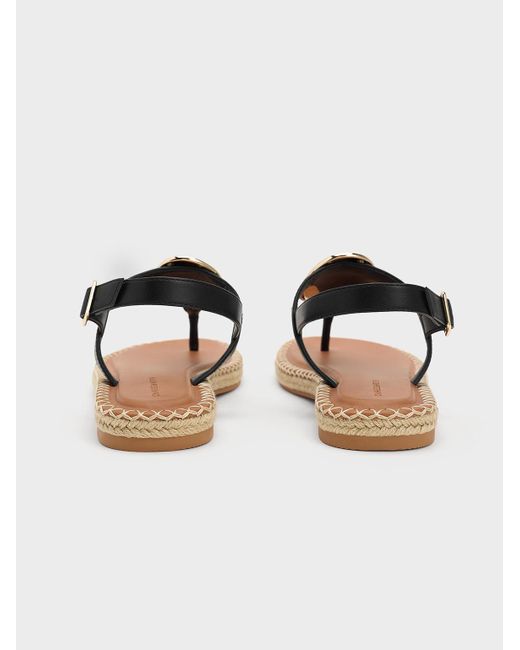 Charles & Keith Brown Metallic Oval Espadrille Sandals