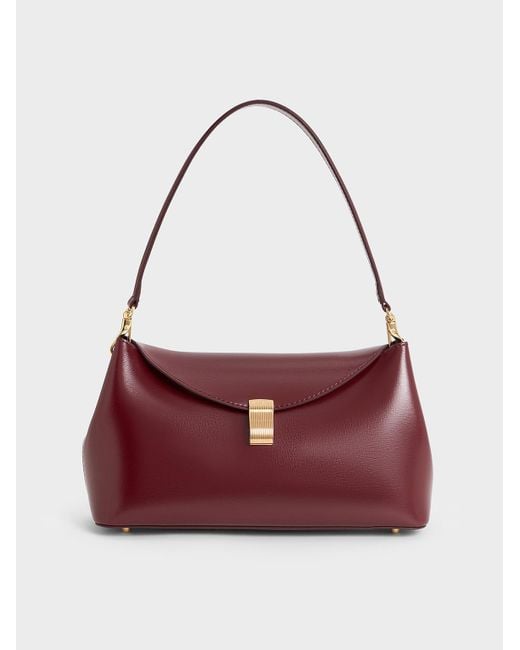 Charles & Keith Purple Wisteria Metallic-Accent Shoulder Bag
