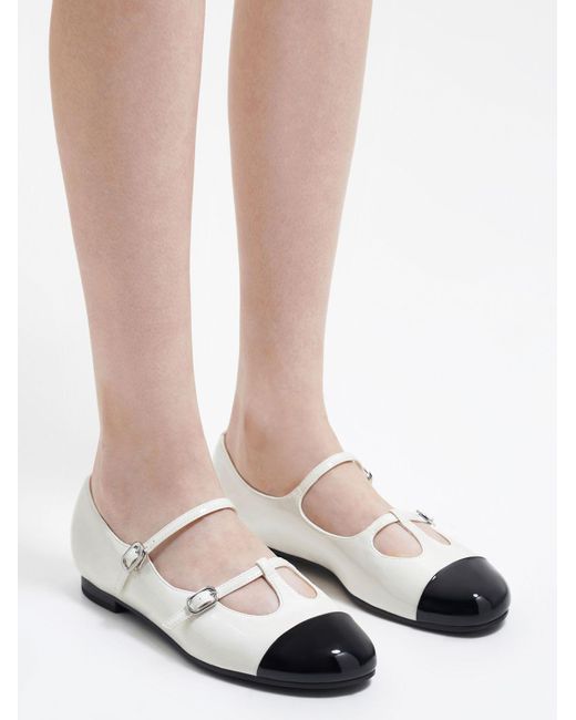 Charles & Keith White Double-strap T-bar Mary Janes