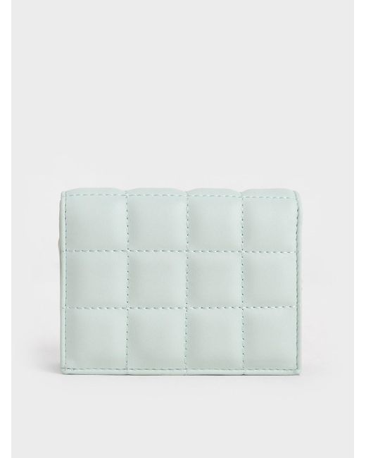 Charles & Keith Blue Quilted Mini Wallet