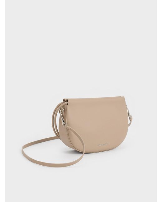 Charles & Keith White Elora Curved Top Handle Bag