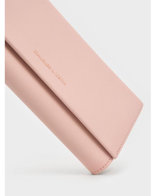 Charles & Keith Pink Front Flap Long Wallet