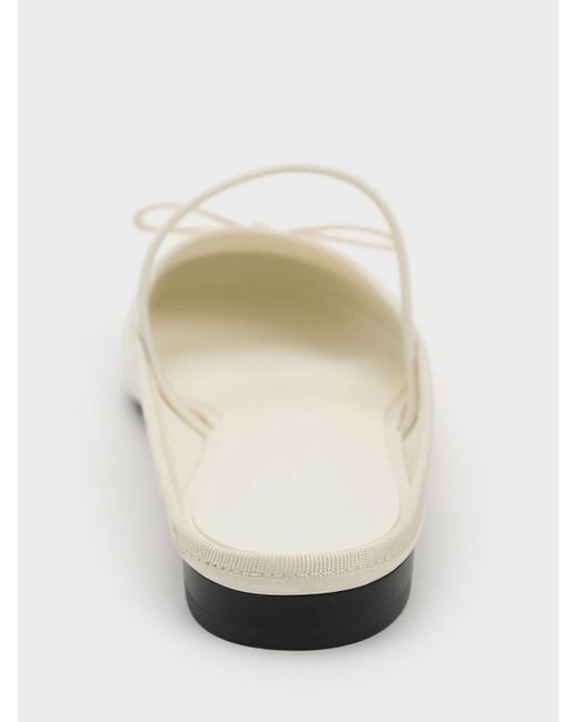 Charles & Keith White Two-tone Bow Slip-on Flats