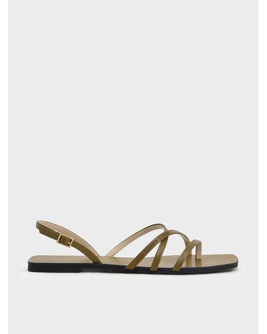 Charles & Keith Strappy Square-toe Slingback Sandals in Green | Lyst