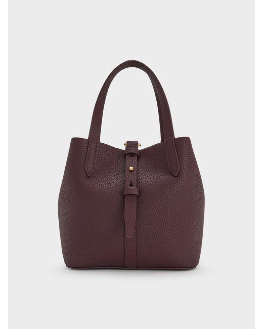 Charles & Keith Purple Beryl Belted Bucket Bag
