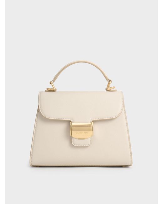 Charles & Keith Natural Violetta Trapeze Top Handle Bag