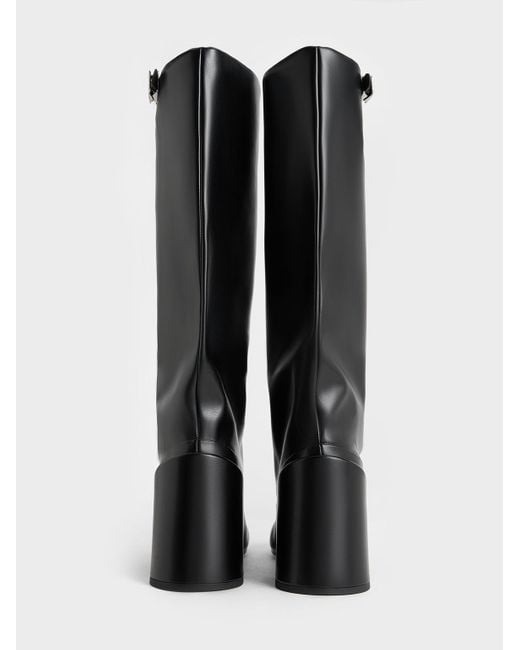 Charles & Keith Robbie Platform Knee-high Boots in Black | Lyst