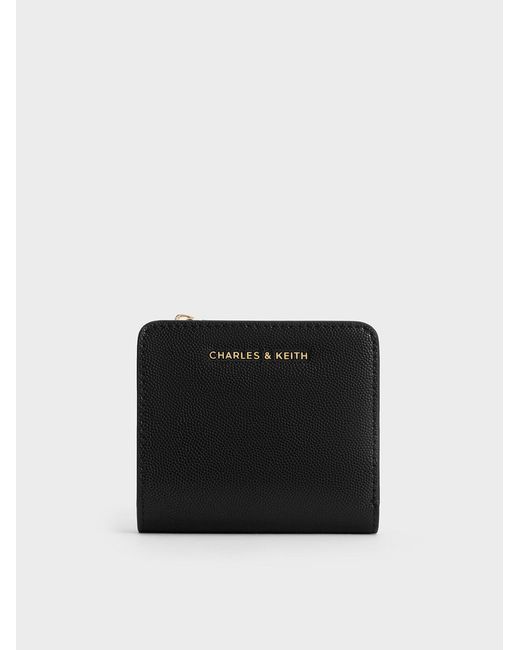 Charles & Keith Black Keely Top Zip Small Wallet