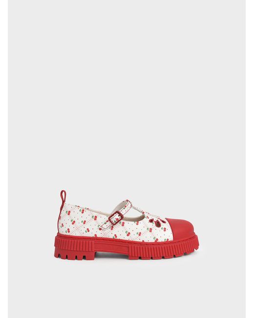 Charles & Keith Girls' Cherry-print Platform Mary Janes in Red - Lyst