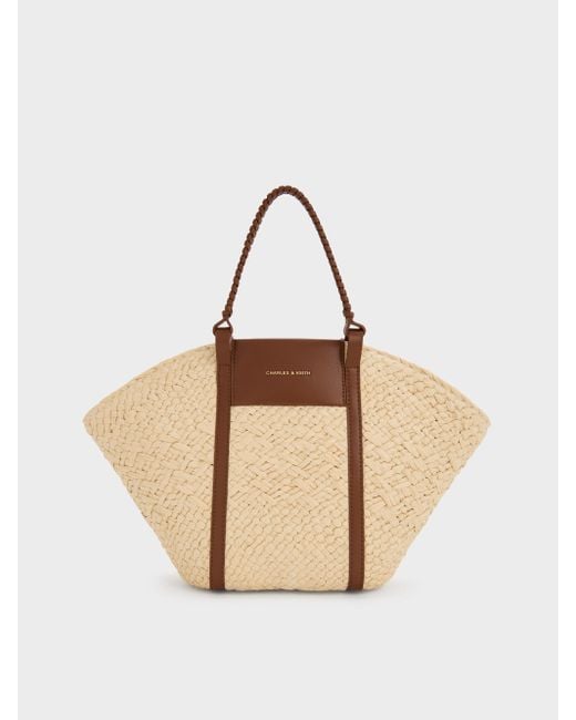 Charles & Keith Natural Shalia Raffia Basket Bag