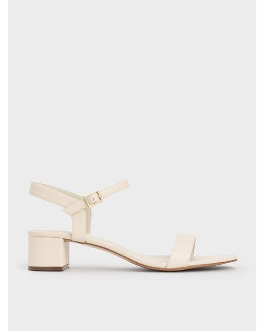 Charles & Keith Natural Block Heel Ankle-strap Sandals