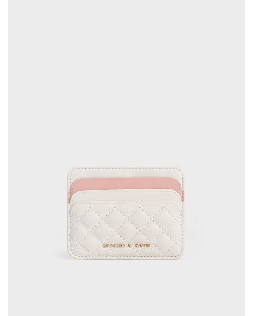 Charles & Keith Natural Quilted Multi-slot Card Holder