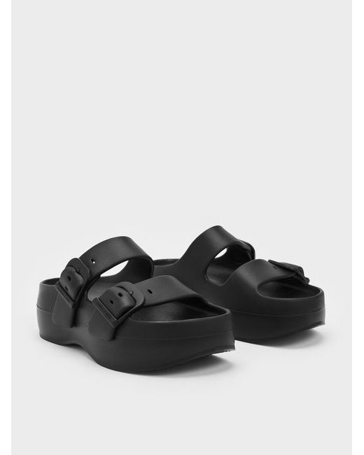 Charles & Keith Black Bunsy Double-strap Sports Sandals