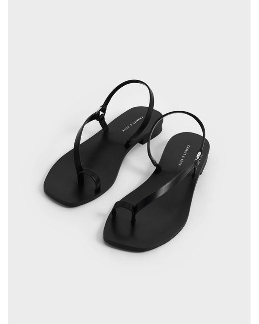 black toe ring flat sandals