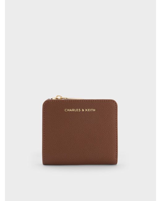 Charles & Keith Brown Keely Top Zip Small Wallet