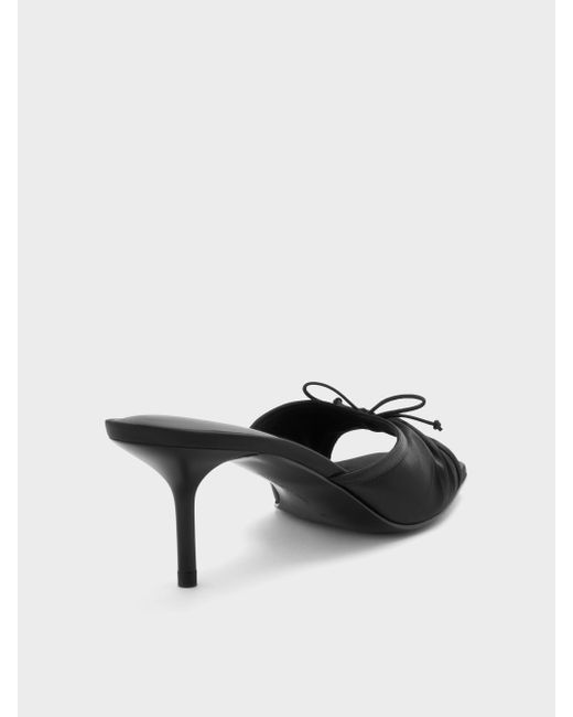 Charles & Keith Multicolor Satin Ruched Bow Heeled Mules