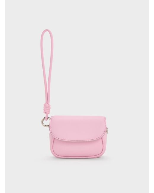 Charles & Keith Pink Sammie Knotted-Strap Wristlet