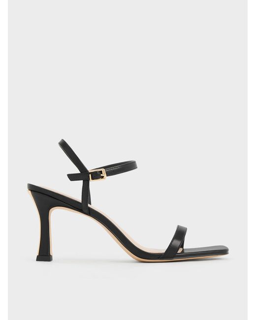 Charles & Keith White Square-toe Heeled Sandals