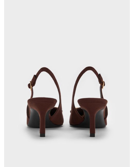 Charles & Keith Brown Leslie Faux Suede Metallic-Accent Slingback Pumps