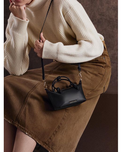 Charles & Keith Black Sammie Knotted-Handle Tote Bag